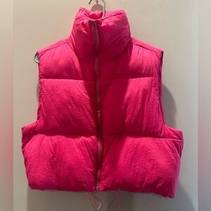 Pink Cropped Puffer Vest